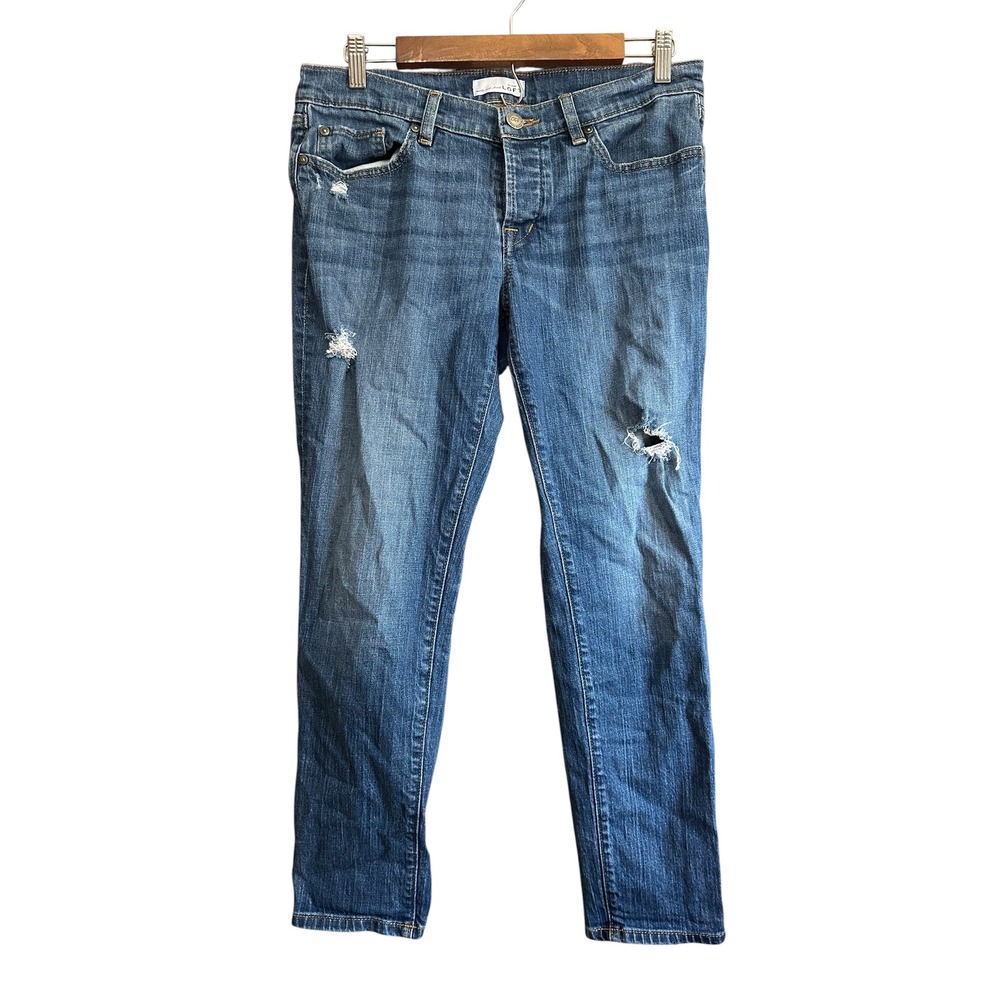 Ann Taylor LOFT Women's Denim Jeans Distressed Ripped‎ Blue Size 6 Petite